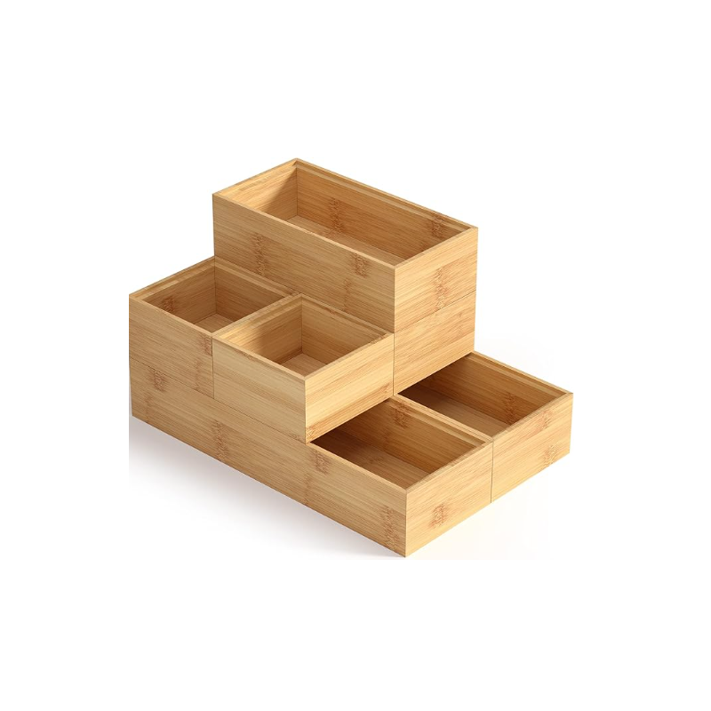 Organisateur tiroir en bois - Set de 6 Boîtes de Rangement