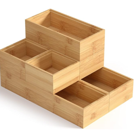 Organisateur tiroir en bois - Set de 6 Boîtes de Rangement