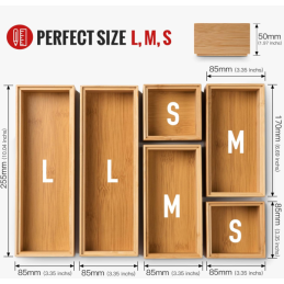 Organisateur tiroir en bois - Set de 6 Boîtes de Rangement