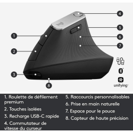 Logitech MX Souris Vertical sans Fil Ergonomique