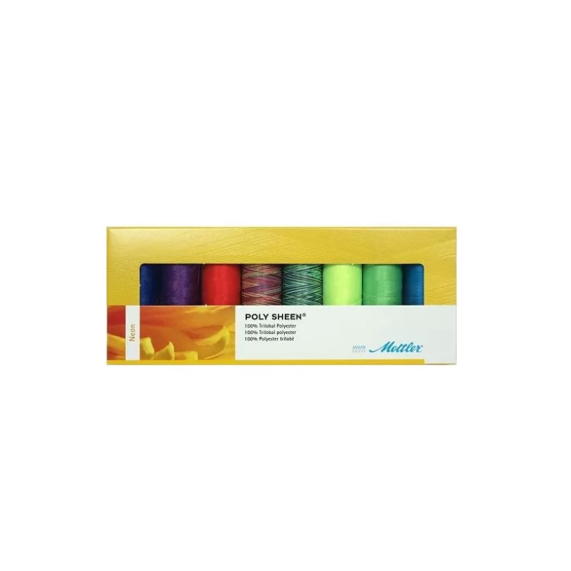 Coffret 8 fils à broder Mettler Polysheen Neon